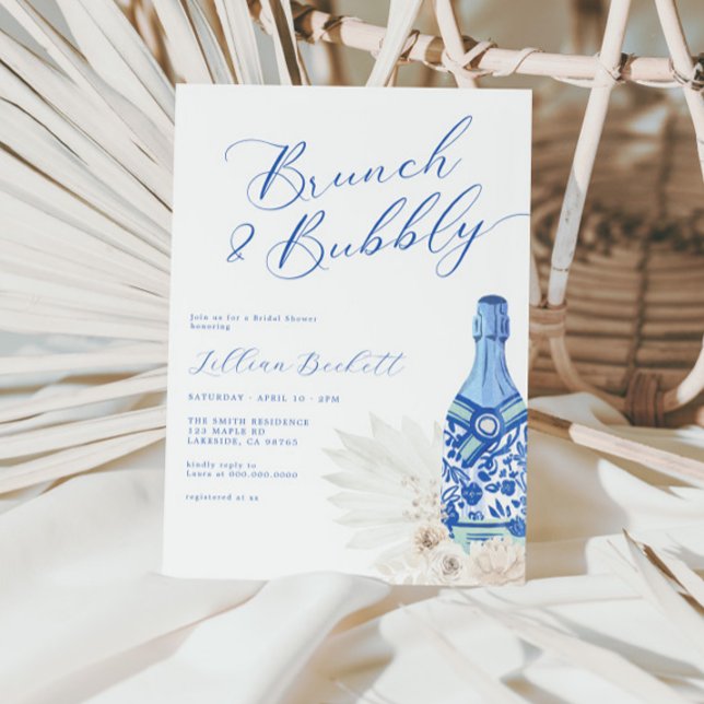 Invitation Brunch et Fête des mariées de script bleu bulle (Créateur téléchargé)