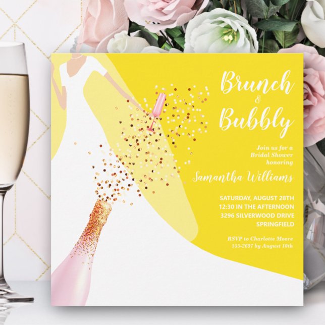 Invitation Brunch et Fête des mariées mousseuse Jaune (Créateur téléchargé)