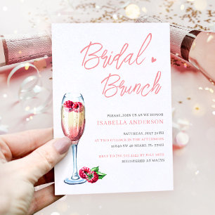 Invitation Brunch et Fête des mariées rose mousseuse