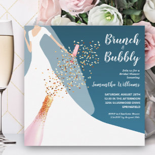 Invitation Brunch et Fête des mariées Turquoise Bubbly