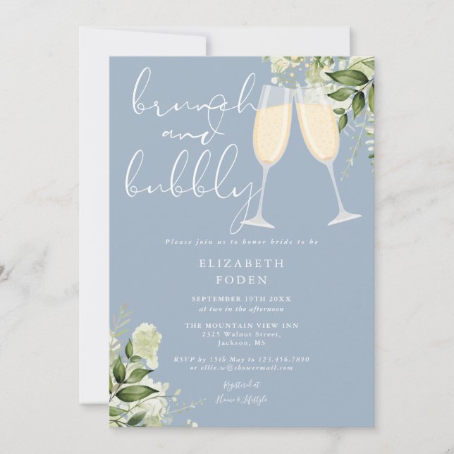 Invitation Brunch Et Fête des mariées Verdoyante (Devant)