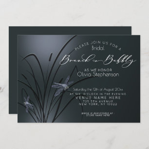 Invitation Brunch et libellule bleu Bubbly