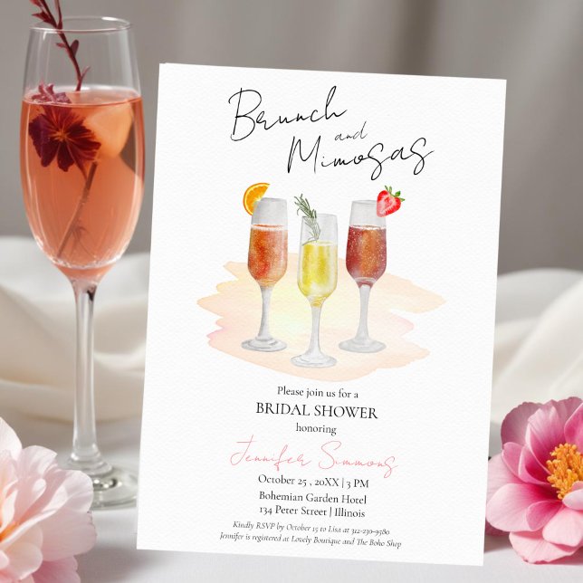 Invitation Brunch et Mimosas | Fête des mariées Cocktails (Créateur téléchargé)