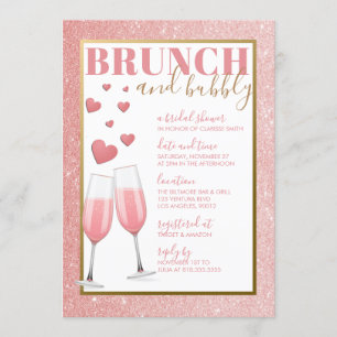INVITATION BRUNCH ET OR %PIPE% ROSE PÉTILLANT CHAMPAGNE