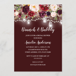 Invitation Brunch et Shower pétillant aux lumières florales d
