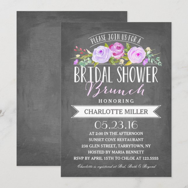 Invitation Brunch Fête de l'mariée| Fête de l'mariée (Devant / Derrière)