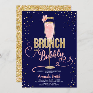 Invitation Brunch & Fête des mariées Bubbly Blush Gold Champa