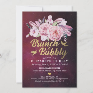 Invitation Brunch & Fête des mariées Bubbly Boho Floral Feath