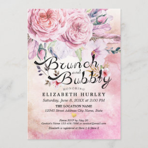 Invitation Brunch & Fête des mariées Bubbly Boho Floral Feath
