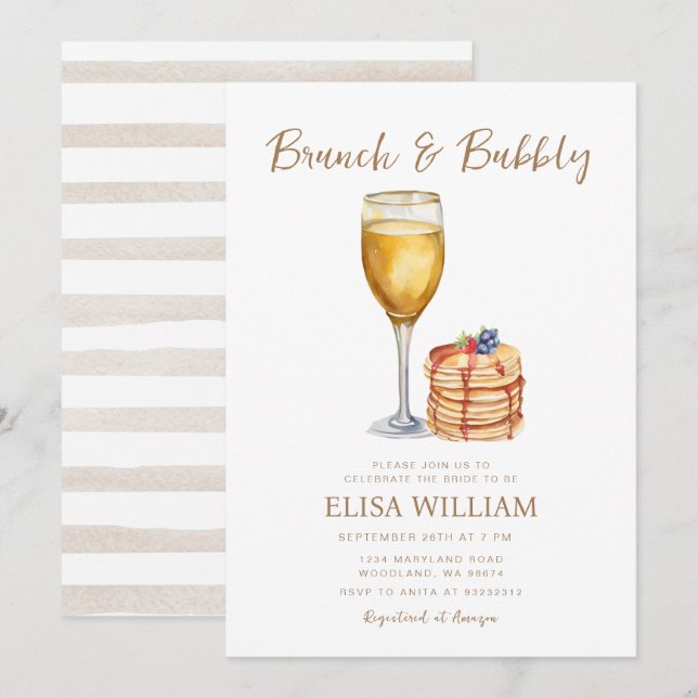 Invitation Brunch Fête des mariées de crêpes (Devant / Derrière)
