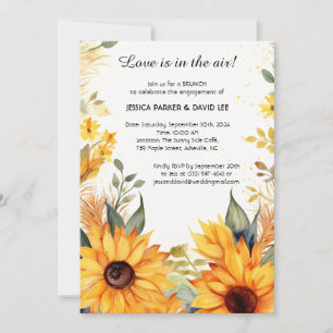 Invitation Brunch Fiançailles de tournesol rustique