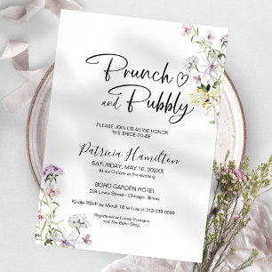 Invitation Brunch fleur sauvage Et Fête des mariées Bubbly