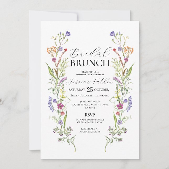 Invitation Brunch Fleur sauvage Floral Ditsy (Devant)