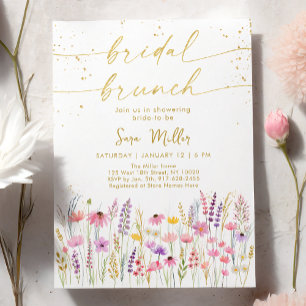 Invitation Brunch Fleur sauvage rose Gold