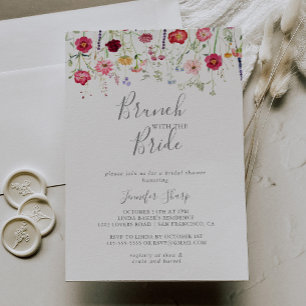 Invitation Brunch Fleur sauvage simple avec douche de mariée
