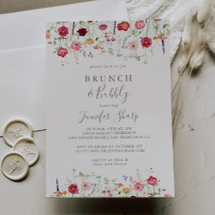 Invitation Brunch Fleur sauvage simple et Fête des mariées Bu