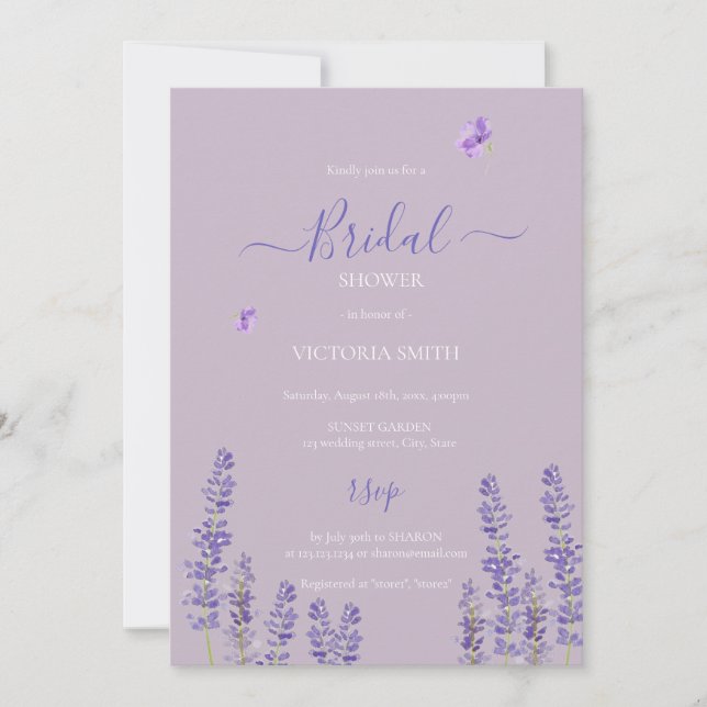 Invitation Brunch fleuri violet avec Fête des mariées de mari (Devant)