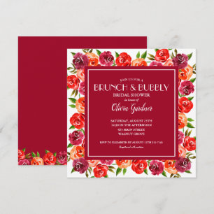 Invitation Brunch floral brillant et Fête des mariées mousseu