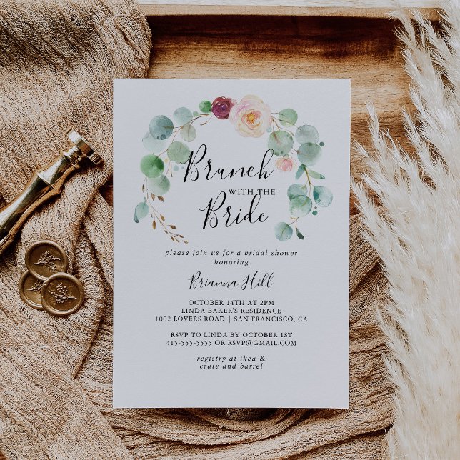 Invitation Brunch floral contemporain avec douche de mariée (Créateur téléchargé)