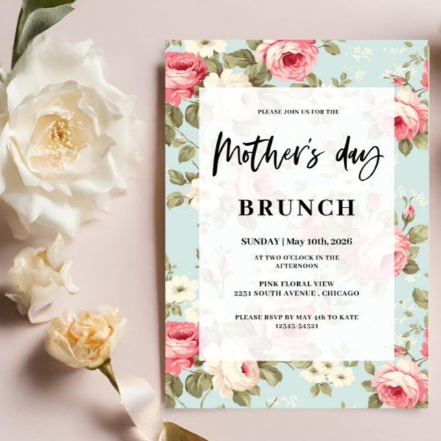 Invitation Brunch floral de la fête des mères  (Créateur téléchargé)