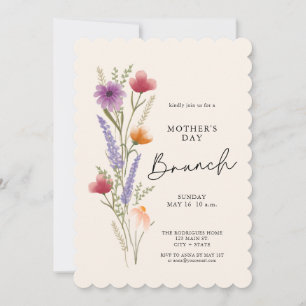 Invitation Brunch Floral Élégant Fête des Mères