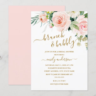 Invitation Brunch Floral Et Fête des mariées Bubble