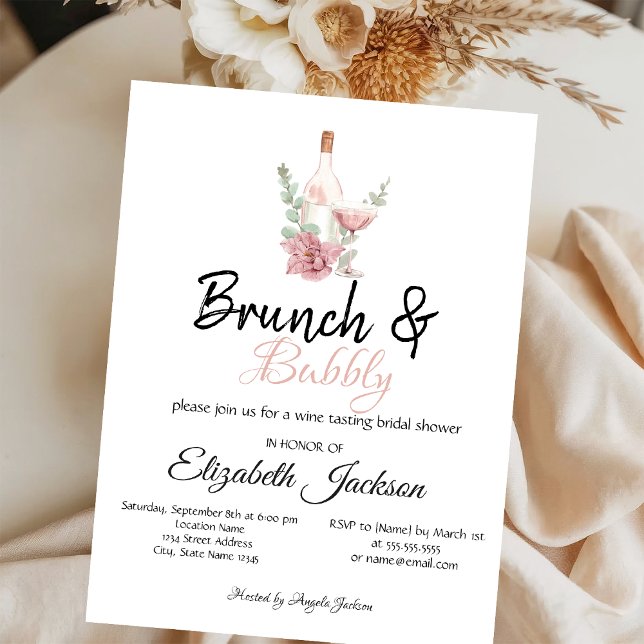 Invitation Brunch Floral et Fête des mariées Bubbly (Créateur téléchargé)