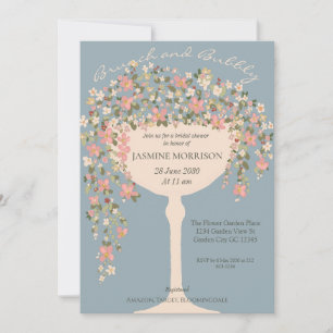 Invitation Brunch floral et Fête des mariées champagne Bubbly