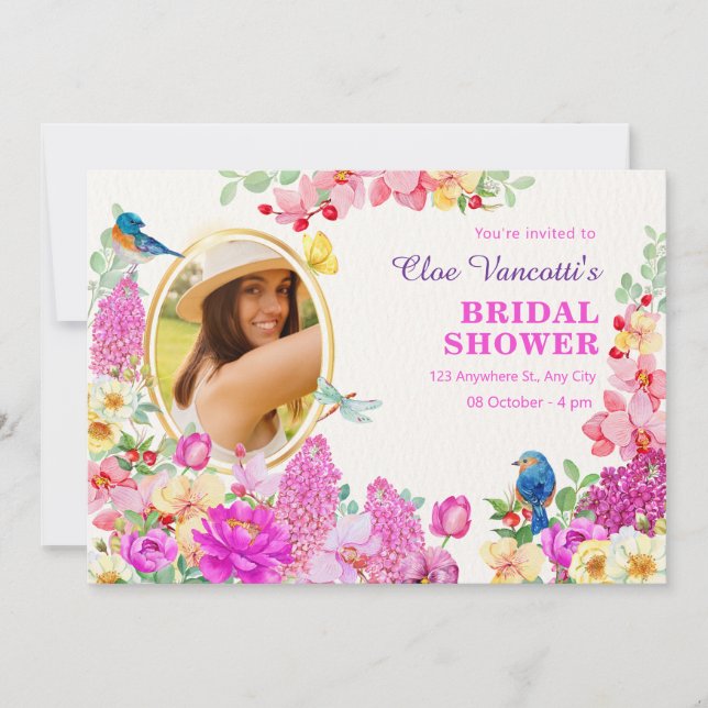 Invitation Brunch floral photo nuptiale (Devant)