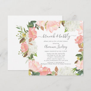 Invitation Brunch Floral rose blanc