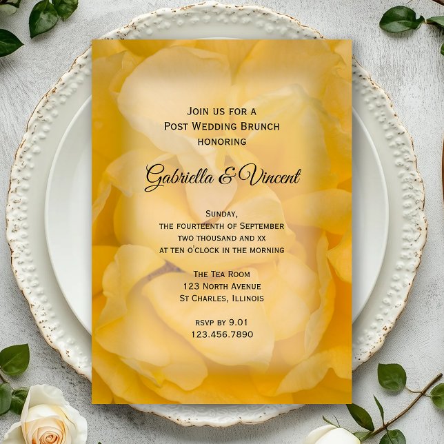 Invitation Brunch Floral Rose Jaune Après-Mariage (Créateur téléchargé)