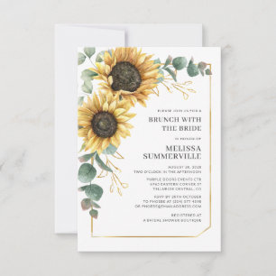 Invitation Brunch floral tournesol eucalyptus avec la mariée