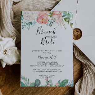 Invitation Brunch floral tropical avec douche de mariée