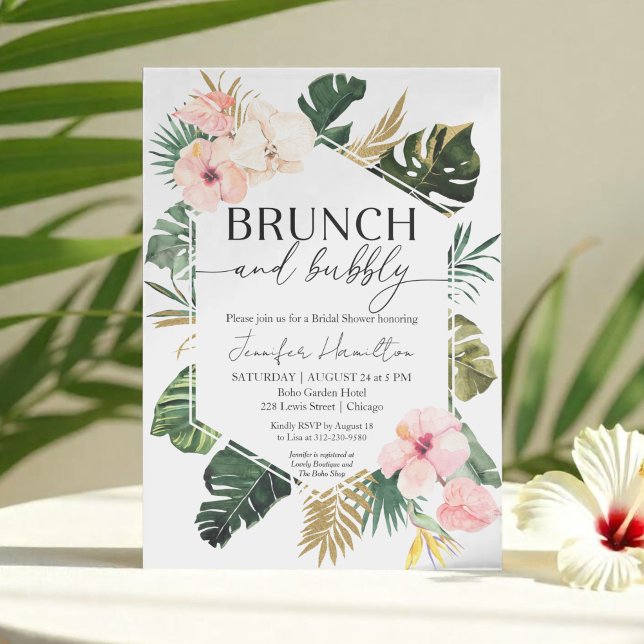 Invitation Brunch floral tropical et Fête des mariées bulle (Créateur téléchargé)