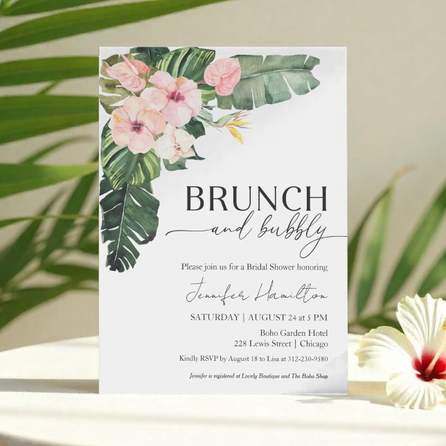 Invitation Brunch floral tropical et Fête des mariées bulle (Créateur téléchargé)