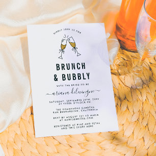 Invitation Brunch Flutes Champagne et Fête des mariées Bubbly