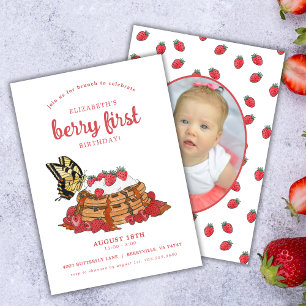 Invitation Brunch fraise gaufre   Berry Premier anniversaire