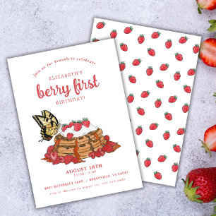 Invitation Brunch fraise gaufre   Berry Premier anniversaire