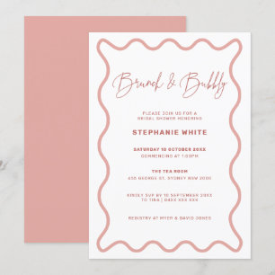 Invitation Brunch frontalier rose et bulle
