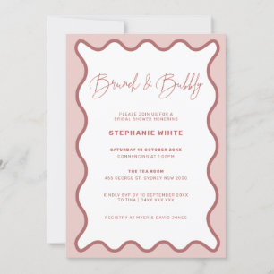 Invitation Brunch frontalier rose et bulle