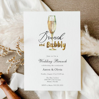 Invitation Brunch Gold et Brunch Mariage Bubbly Champagne