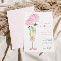 Brunch Hydrangea rose et verre champagne Bubbly