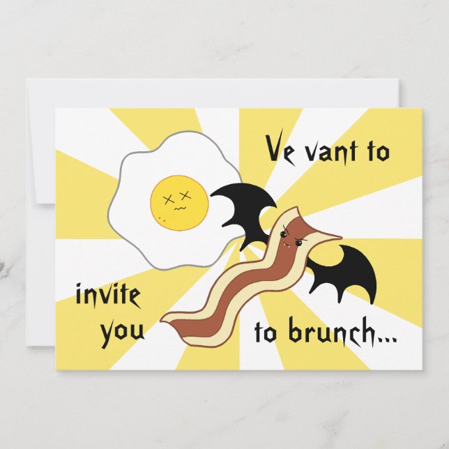 Invitation Brunch idiot avec du bacon de vampire et de l'œuf  (Devant)