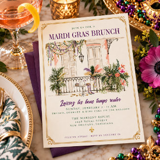 Invitation Brunch Mardi Gras Balcon New Orleans