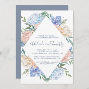 Invitation Brunch Mariage de diamant bleu Dusty