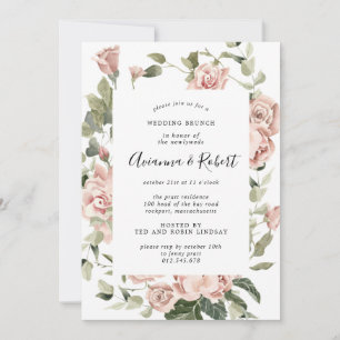 Invitation Brunch Mariage de poste rose rustique