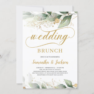 Invitation Brunch mariage feuille à l'eucalyptus vert