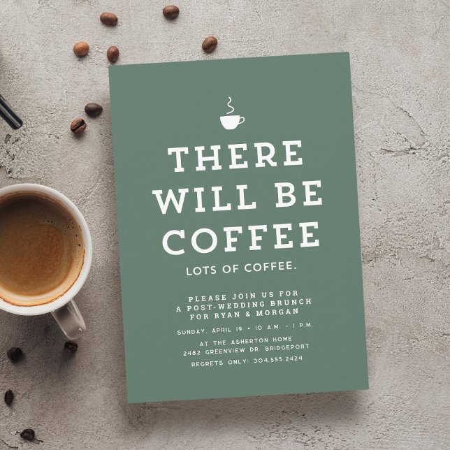 Invitation brunch mariage fun simple sauge café vert (Créateur téléchargé)