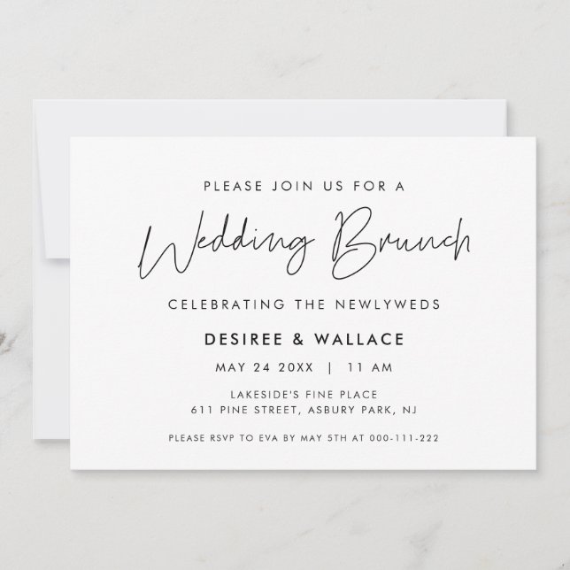 Invitation Brunch Mariage minimaliste moderne (Devant)