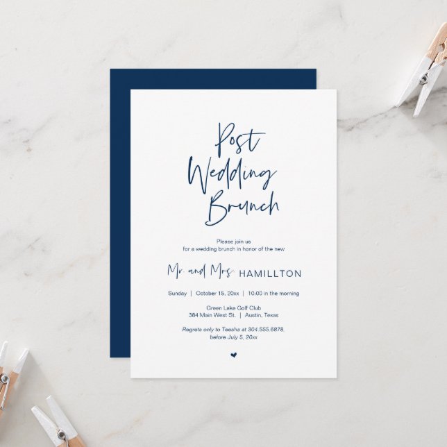 Invitation Brunch mariage, Minimaliste Moderne, Inv Simple (Devant/Arrière en situation)